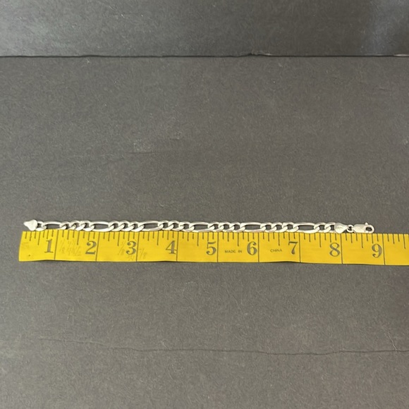 STERLING SILVER FIGARO LINK BRACELET - Picture 7 of 9